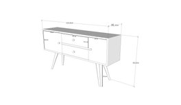 Hanah Home Soporte TV Rústico Blanco y Nogal 122 cm - Mueble TV con 2 Cajones y Estantes - Tablero Melamina